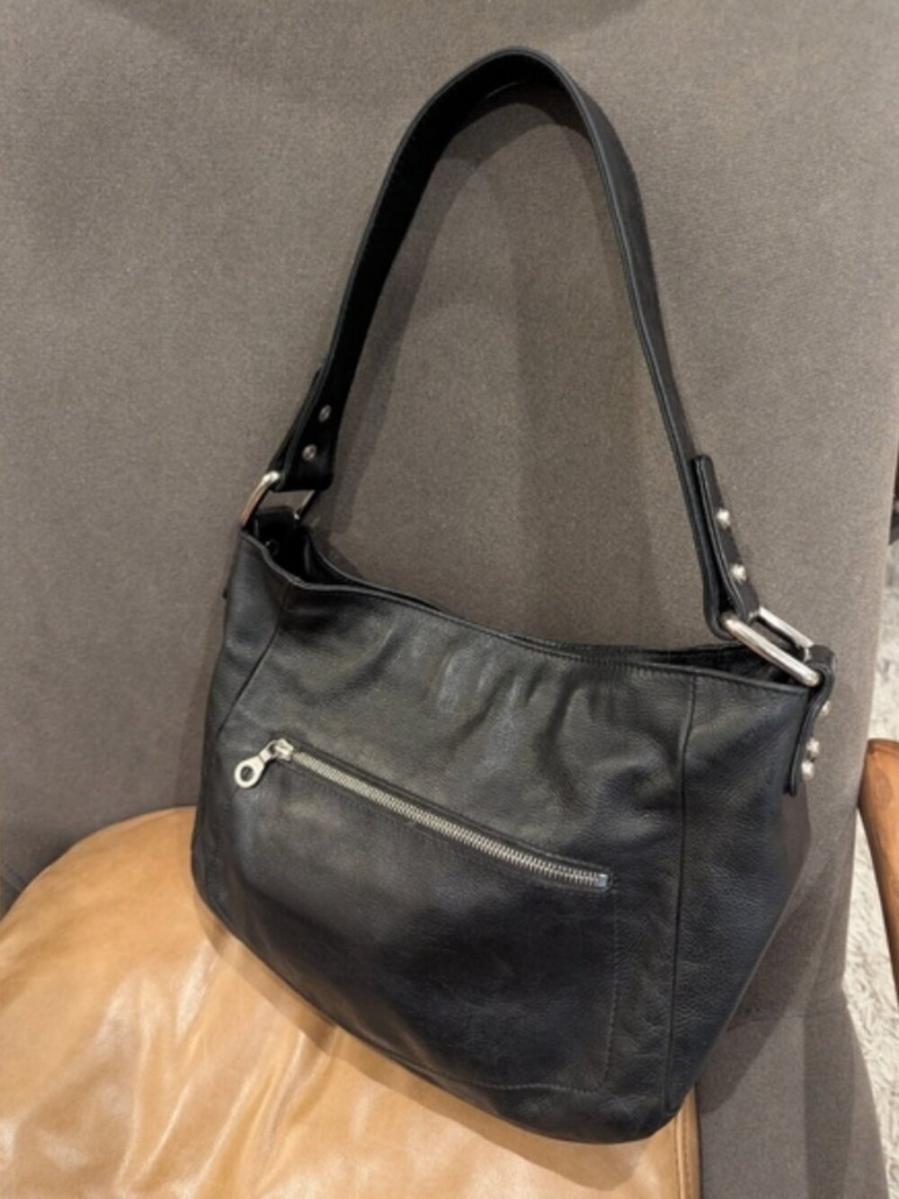 Y2K Black Leather Shoulder Bag By Christopher Kon co-lab Made In Canada